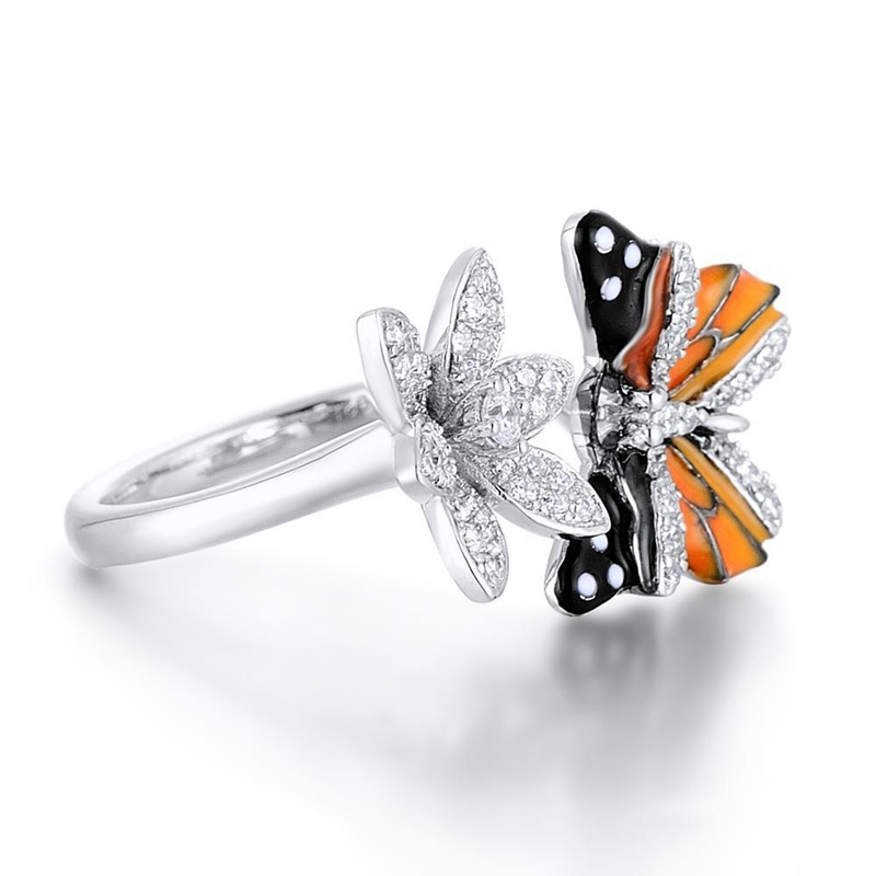 Nhẫn Đính Đá Zircon Hình Hoa / Bướm Thời Trang Cho Nữ