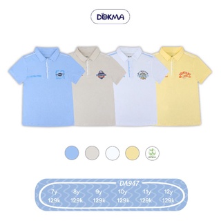 Áo cộc tay cổ đức/ cổ bẻ bé trai Dokma 7-12Y mã DA947