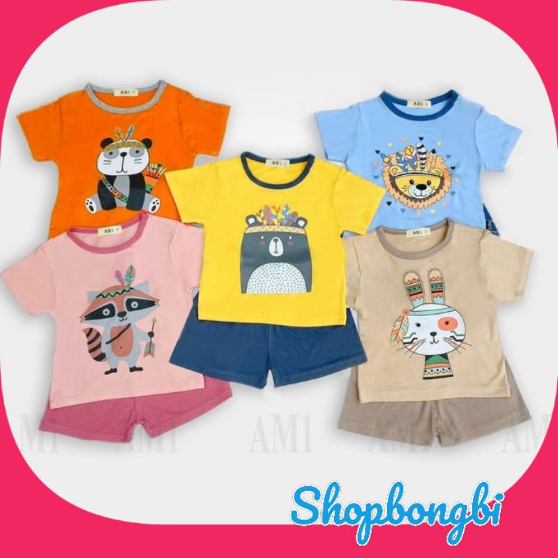 Bộ thun lạnh cộc tay cho bé in hình chất đẹp