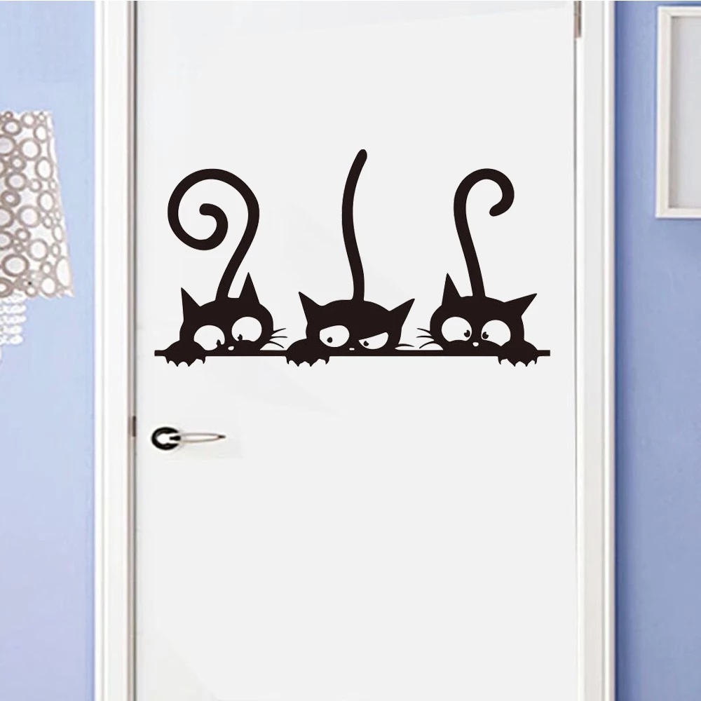 Dễ Thương Miếng Dán Tường Trang Trí Hình Mèo Đen Đáng Yêu