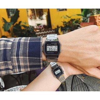 Đồng Hồ Cặp Đôi Nam Nữ LA670 - A158 SILVER BLACK Dây Thép Cao Cấp -Shopdongho_vn