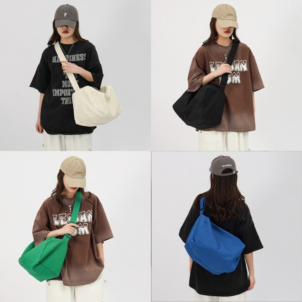 Túi Đeo Chéo Đi Học Đi Chơi Đeo Vai Tote Cở Lớn Vải Canvas Phong Cách Thời Trang Unisex