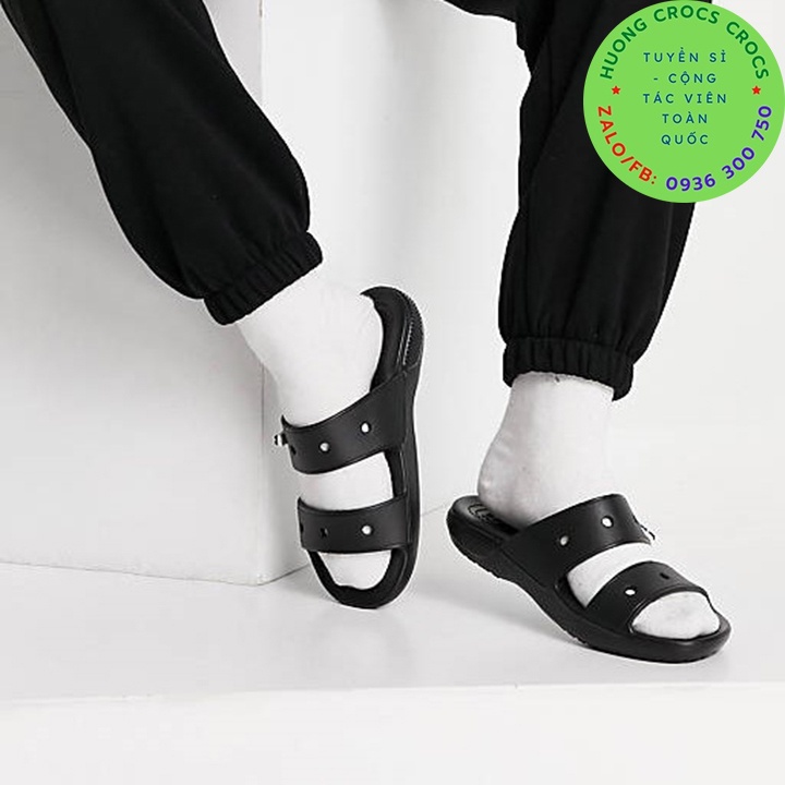 DÉP LÊ 2 QUAI NGANG CROCS BAND CLASSIC MÀU ĐEN CHO CẢ NAM VÀ NỮ HÀNG CHUẨN XỊN FULL BOX