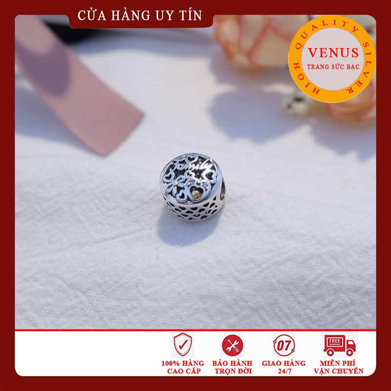 [Hàng cao cấp] Charm bạc 925 in chữ Family- Mã sản phẩm VENUSGD