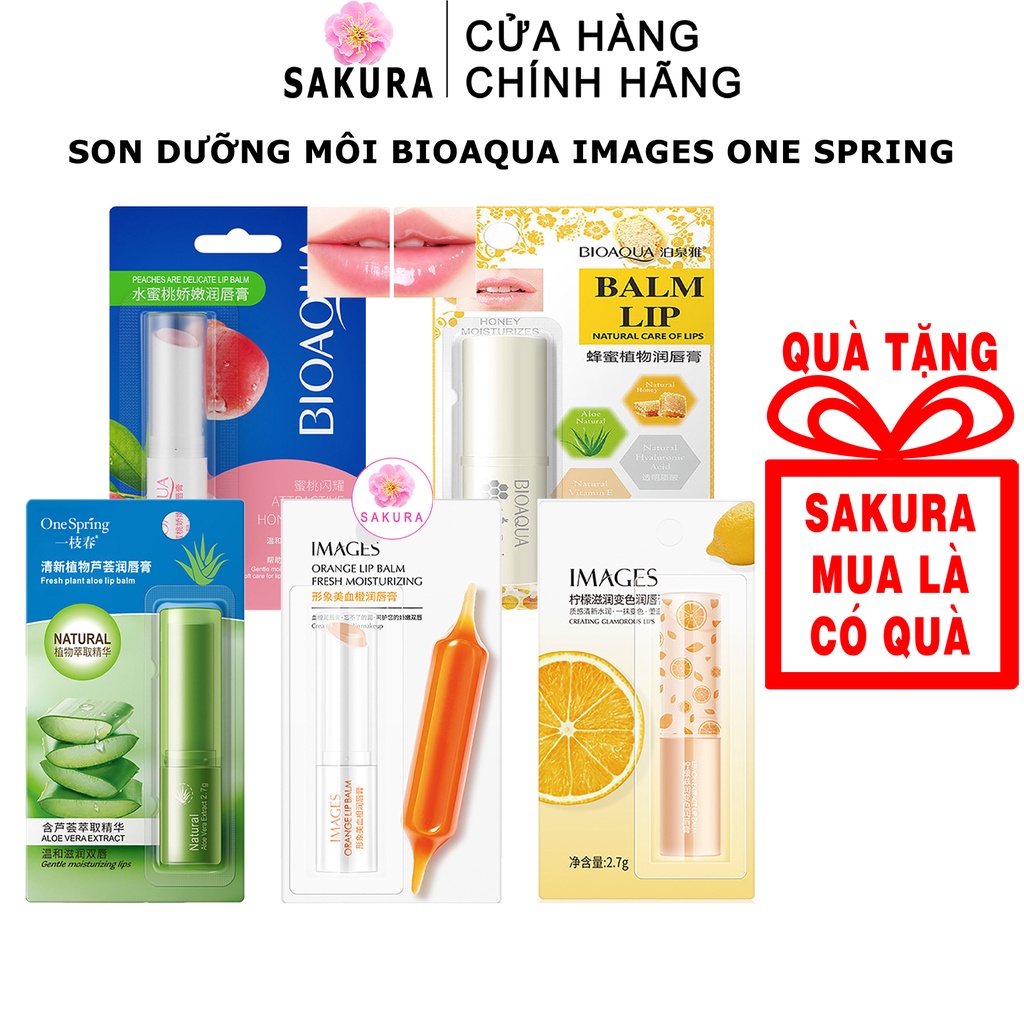 Son dưỡng môi không màu IMAGES BIOAQUA dưỡng ẩm chống nứt nẻ môi nội địa trung SAKURA 3g