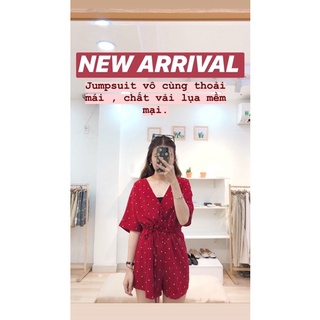 Jtk001 - jumpsuit chấm bi đỏ sale 40%