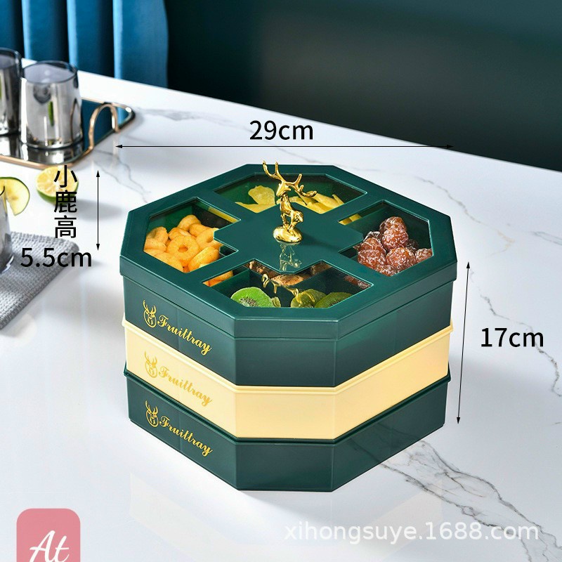 HÀNG LOẠI 1Khay mứt 3 tầng hình hươu vàng cao cấp - Hộp đựng bánh kẹo đựng mứt phong cách Châu Âu sang trọng - LỖI 1 Đ