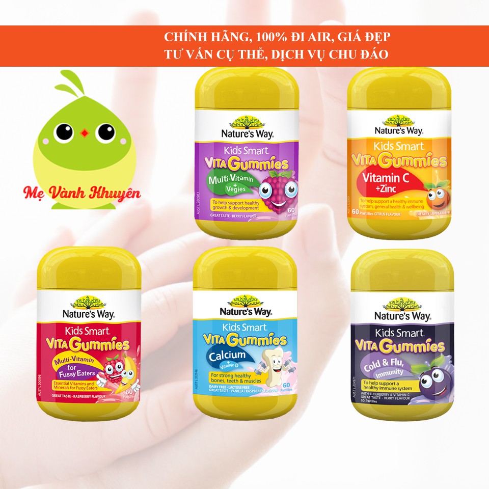 Kẹo dẻo vitamin nhiều vị Nature's Way Kids Smart Vita Gummies, Úc (60v)