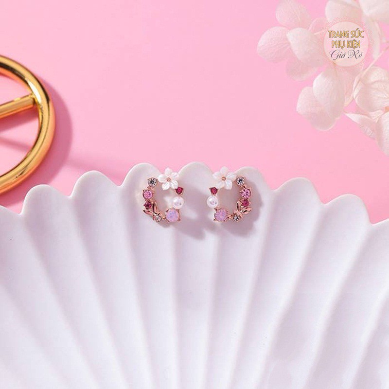 Bông tai thời trang Hàn vòng tròn hoa cực dễ thương HT178