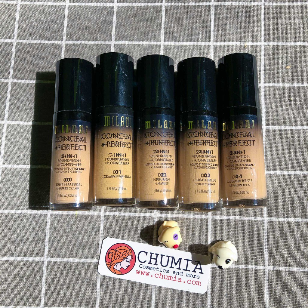 Kem nền che khuyết điểm, kem nền MILANI Conceal + Perfect 2-in-1 Foundation + Concealer - chumia