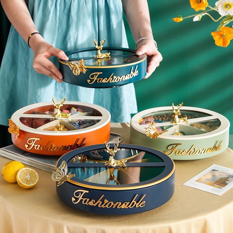 (Có Sẵn) Khay Bánh Mứt Kẹo Hình Hươu Fashionable , Đựng Hoa Qủa Ngày Tết Cao Cấp
