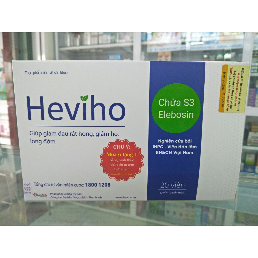 Viên uống Heviho - Hỗ trợ viêm đường hô cấp và mãn tính-Hỗ trợ giảm đau rát họng HỘP 20 VIÊN