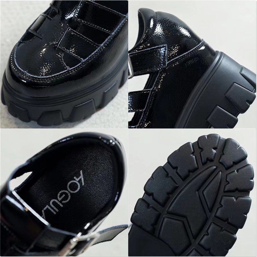 Giày Sandal Da Đế Dày 5cm Thoáng Khí Phong Cách La Mã Thời Trang Mùa Hè Cho Nữ