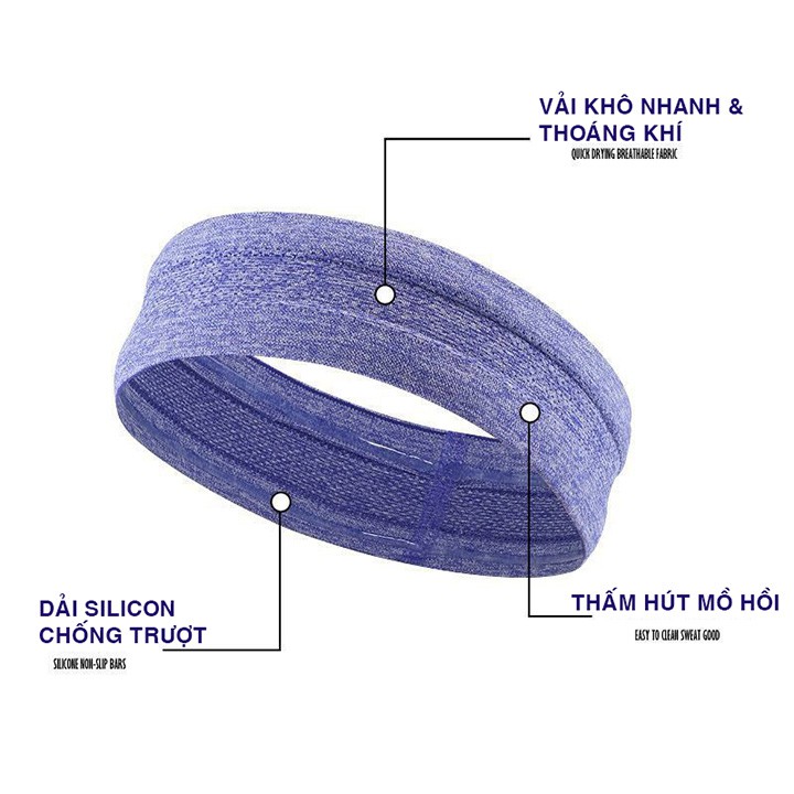 Băng đô thể thao headband cotton đeo trán thấm chặn mồ hôi chống trượt co giãn thời trang bản 5cm