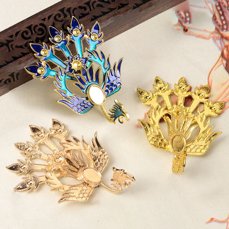 1 phiến đúc phượng hoàng sơn tráng men phong cách điểm thúy 66*91mm nguyên liệu làm trang sức cổ trang cosplay có màu KC