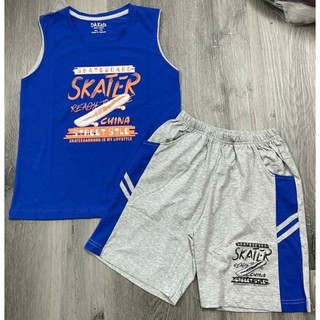 (40-60kg) Bộ ba lỗ bé trai hàng công ty chất cotton cực mịn đẹp size đại cồ