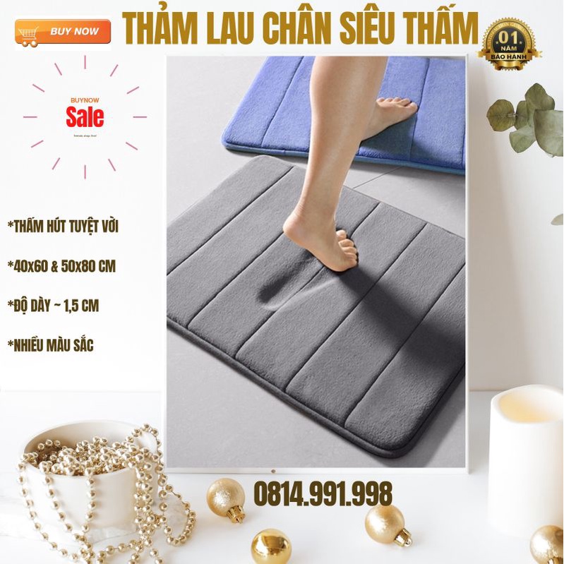 ⚡HÀNG CAO CẤP⚡Thảm Lau Chân Siêu Mềm Siêu Dày, Siêu Thấm Nước Chất Liệu Chống Trượt