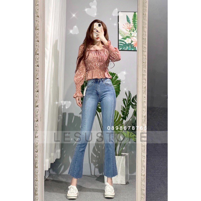 ẢNH TỰ CHỤP Quần jeans loe lai cắt 86cm