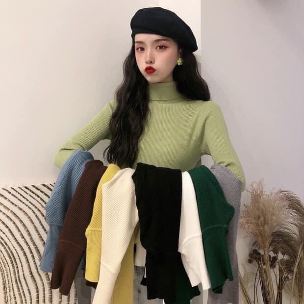 Áo Len Cổ Lọ Nữ Lông Cừu Hàng Quảng Châu Cao Cấp
