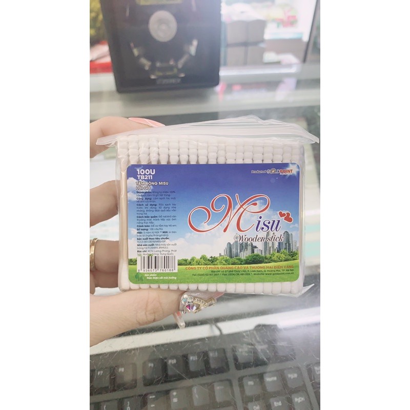 Tăm bông Misu lõi gỗ 100u