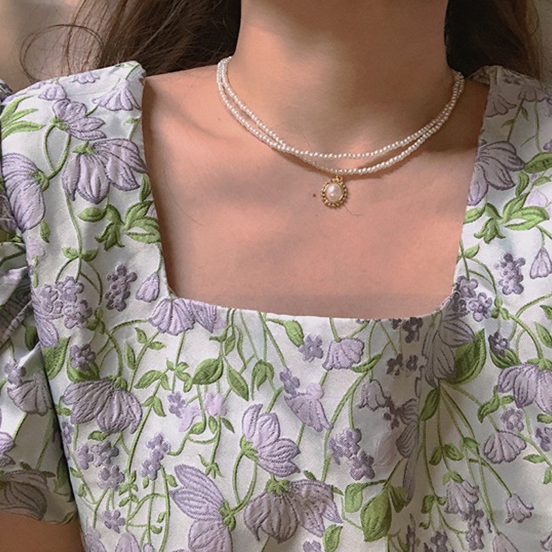 Vòng cổ Hai Lớp Đính Ngọc Trai Thanh Lịch Cho Nữ