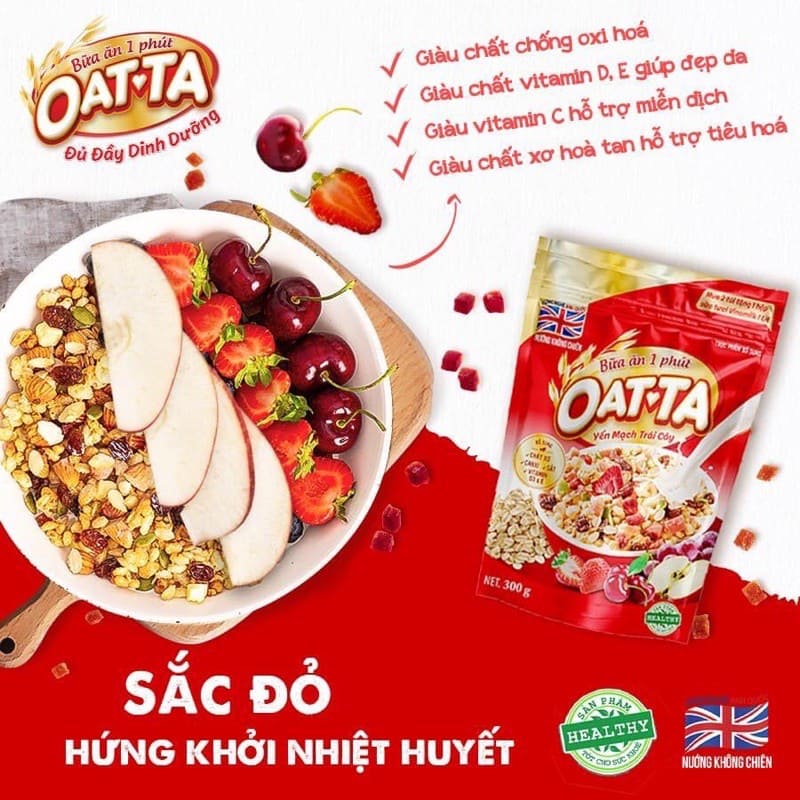 Yến mạch Oatta trái cây túi 800g