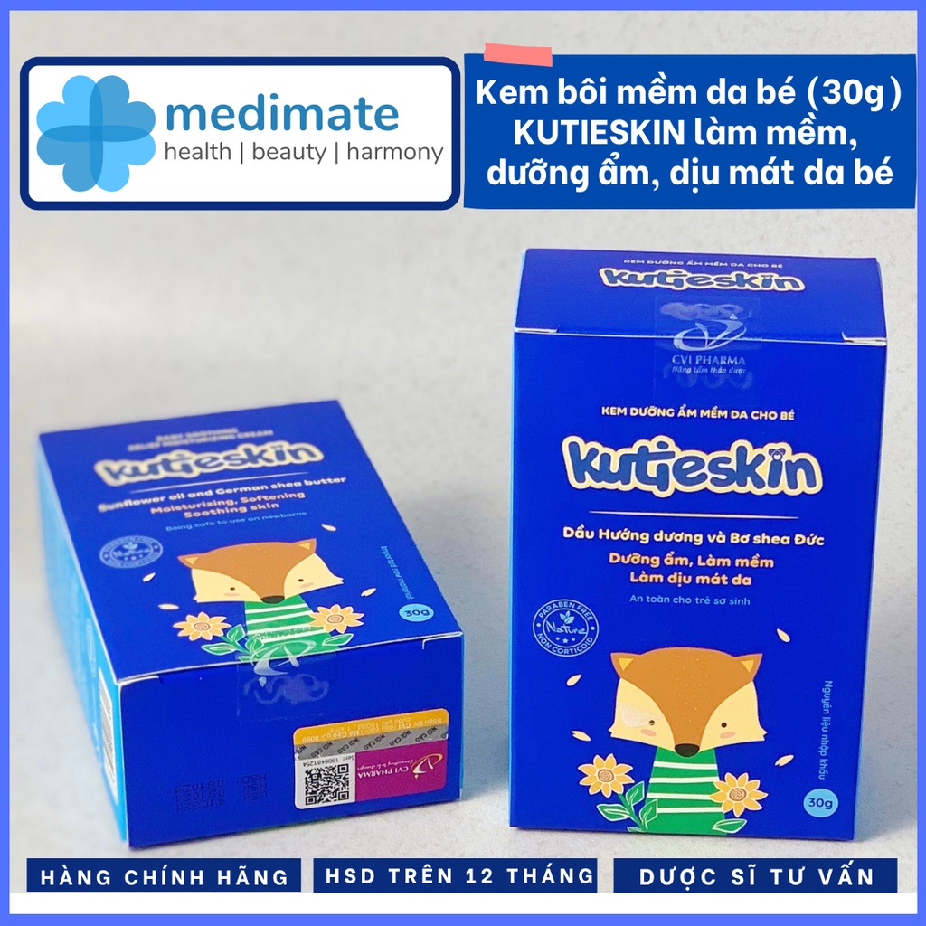 Kem KUTIESKIN mềm da, dịu da, dưỡng ẩm an toàn cho trẻ sơ sinh (tuýp 30g)