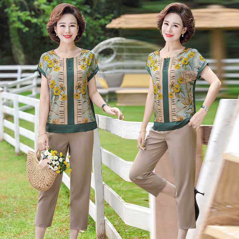 (HÀNG SẴN) Bộ Đồ Trung Niên Đẹp Giản Dị Cho Mẹ AB35 - Hàng Quảng Châu Cao Cấp