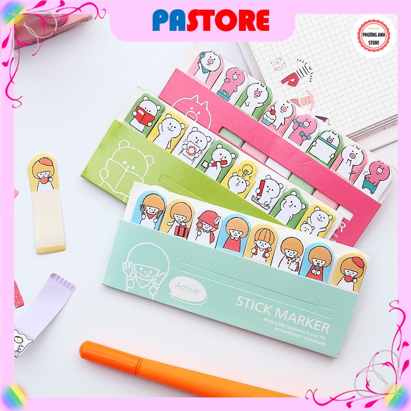 Giấy dán đánh dấu trang, Sticker đánh dấu sách vở, Sticker marker hoạt hình đáng yêu