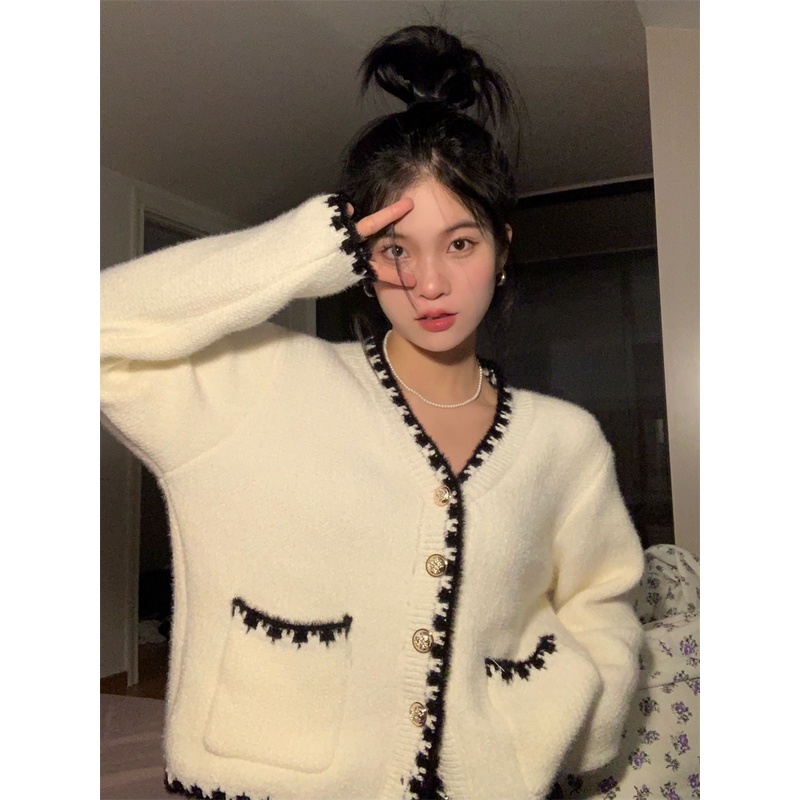 Áo cadigan nữ, áo dệt kim tay dài dáng ngắn phong cách sang chảnh | BigBuy360 - bigbuy360.vn