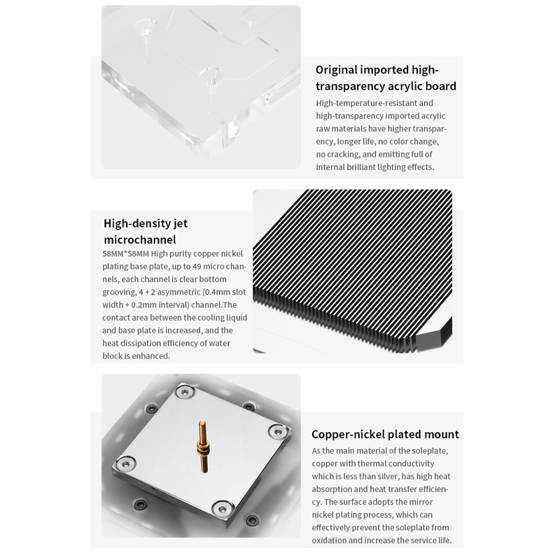 Khối Tản Nhiệt Bằng Acrylic Cho Intel Lga115x/1700/1200/x99/x299 CPU Larrow LTYK3-04I