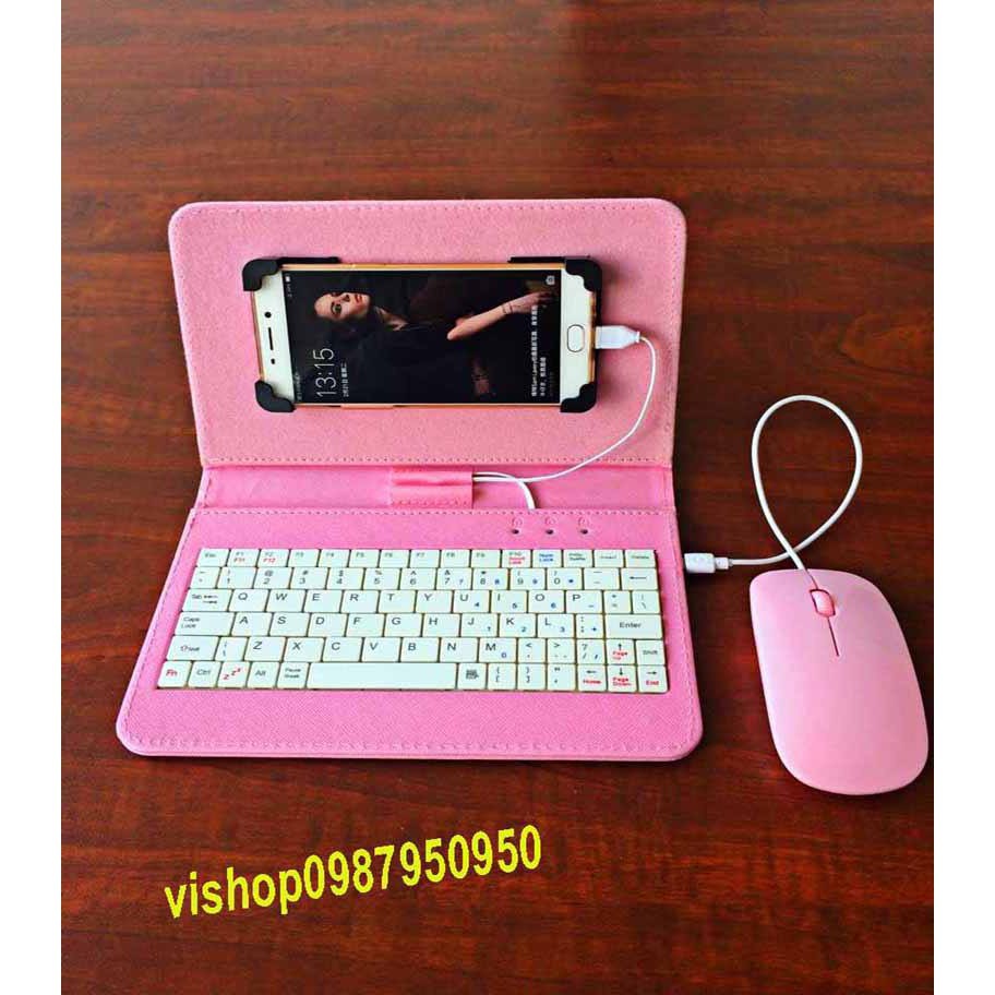 (k98 )-bao da bàn phím cao cấp  kèm chuột  dùng cho  điện thoại  -máy tính bảng - iphone và ipad- (hàng sẵn )