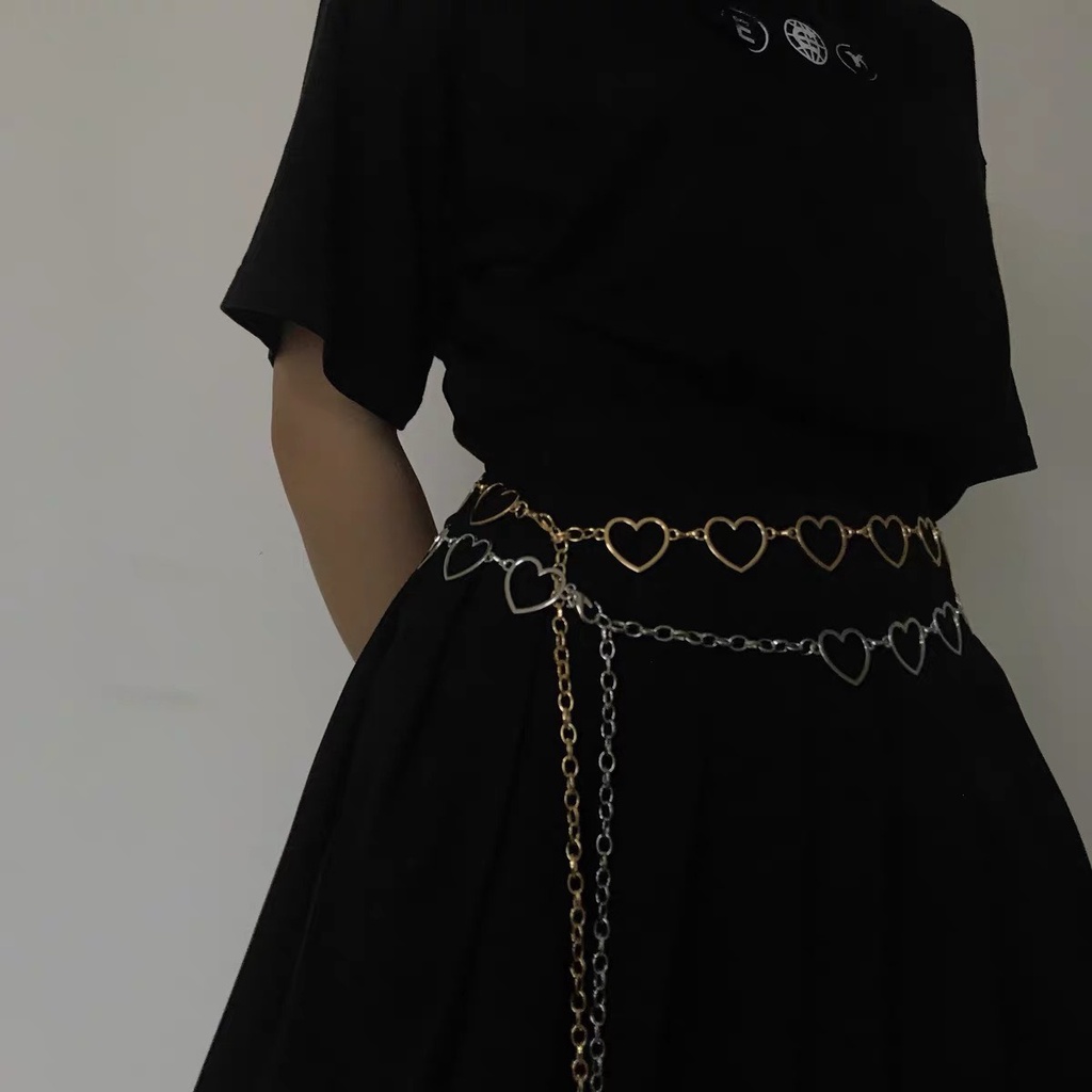 Dây xích treo quần/chân váy - Chain thắt lưng hình trái tim đơn giản