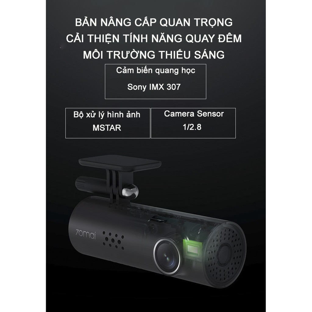 [Mã 11ELSALE hoàn 7% đơn 300K] [QUỐC TẾ/NỘI ĐỊA] Camera hành trình Xiaomi 70mai Dash Cam 1S | BigBuy360 - bigbuy360.vn