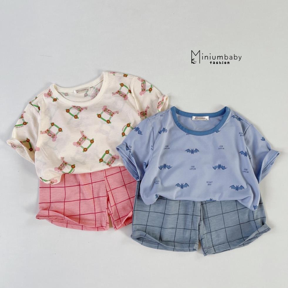 Bộ đồ cộc tay unisex chất liệu 100% cotton trẻ em mặc mùa hè rất mát cho bé trai,bé gái từ 1-6 tuổi MiniumBaby SB1231