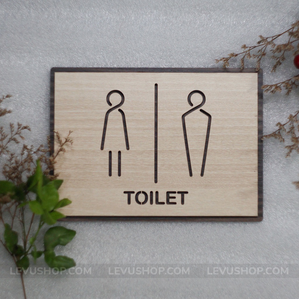Bảng Gỗ dán cửa phòng toilet trang trí LEVU-TL19