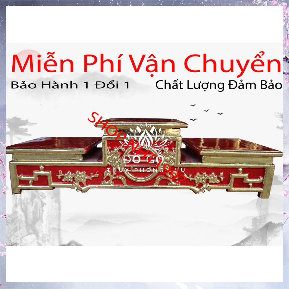 Tam sơn - Bục tam cấp thờ gỗ hương sơn son thếp vàng