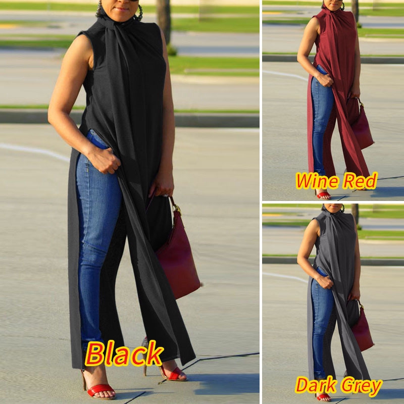 Áo Kiểu Zanzea Dáng Dài Không Tay Xẻ Tà Phong Cách Sành Điệu Thời Trang Cho Phụ Nữ | BigBuy360 - bigbuy360.vn