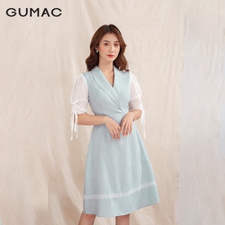 Đầm nữ cổ lật phối tay DA1053 GUMAC