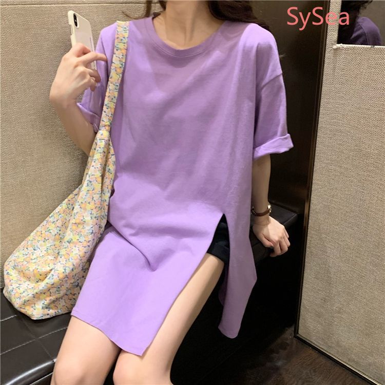 Áo Thun Tay Ngắn Dáng Rộng Thiết Kế Xẻ Quyến Rũ