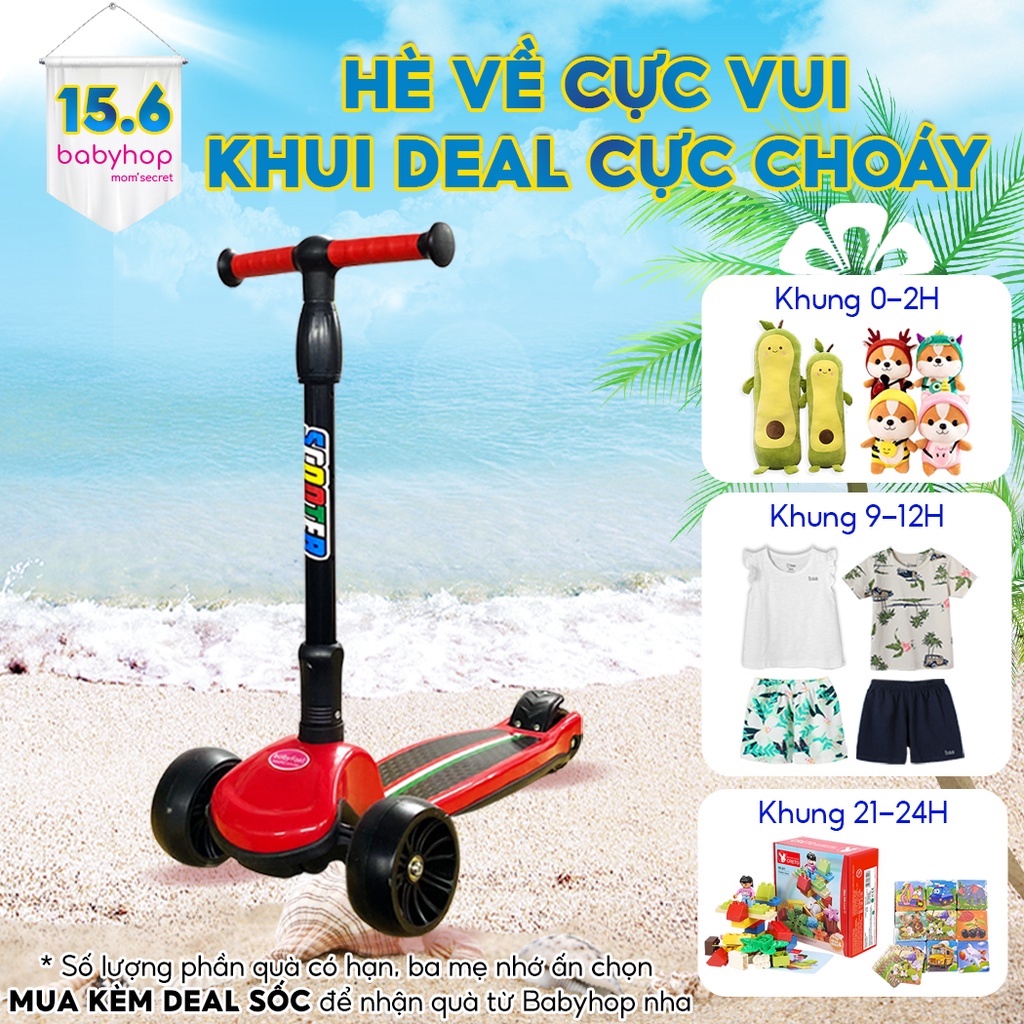 Xe scooter cho bé Babyfast thương hiệu Babyhop sử dụng từ 1,5 tuổi 3 bánh to phát sáng vĩnh cửu...