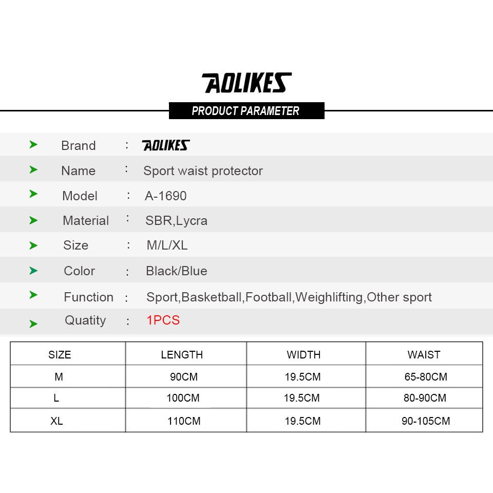 1 Đai Thắt Lưng Định Hình Eo &amp; Hông Điều Chỉnh Được AOLIKES