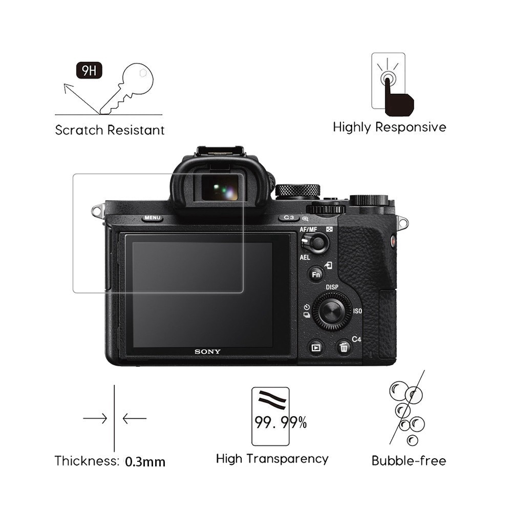 Bộ 2 màng phim cường lực bảo vệ màn hình cho máy ảnh Sony Alpha A9 / A7 II / A7M2 A7M3 / A7 Mark III