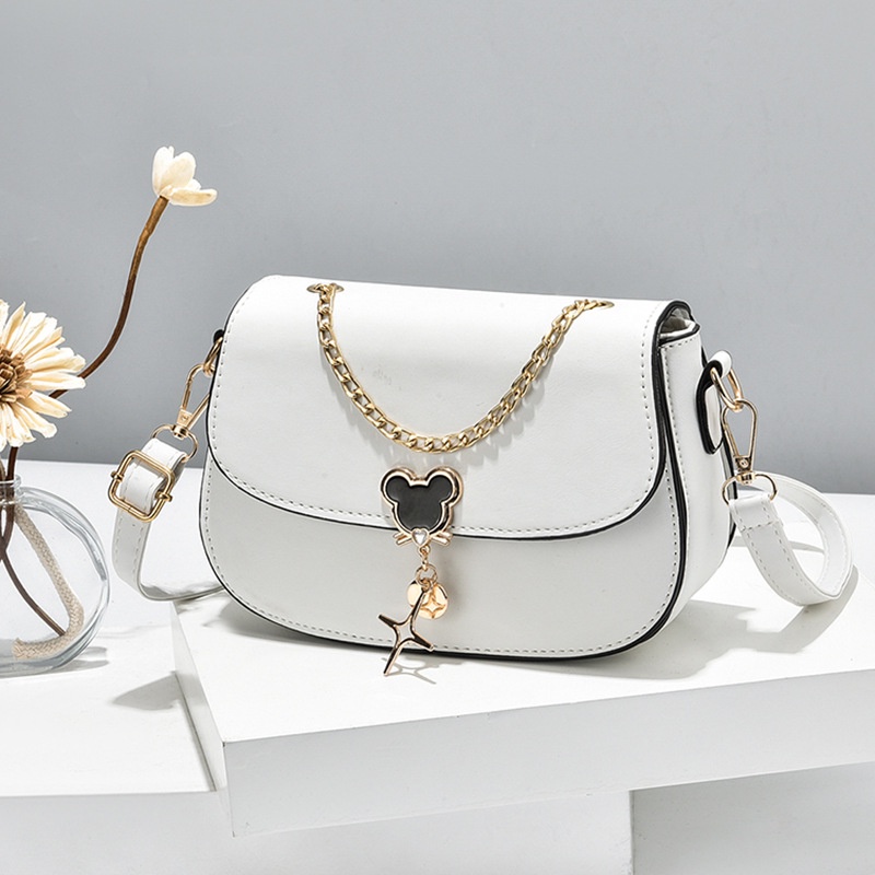 Túi Đeo Vai Hình Tròn Cỡ Nhỏ Màu Sắc Tương Phản Thiết Kế Đơn Giản Thời Trang Cho Nữ