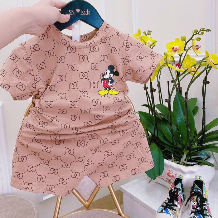 Đồ bộ cho bé gái bé trai coton SAMSHOP 0/1/2/3/4 tháng tuổi họa tiết CHUỘT MICKEY co giãn 4 chiều