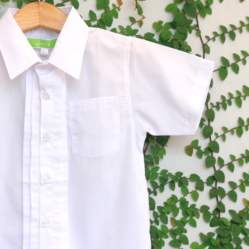 Áo sơ mi tay ngắn đồng phục học sinh viền ngực nam Jadiny cấp 1, cấp 2, thoáng mát, thấm hút mồ hôi, ít nhăn