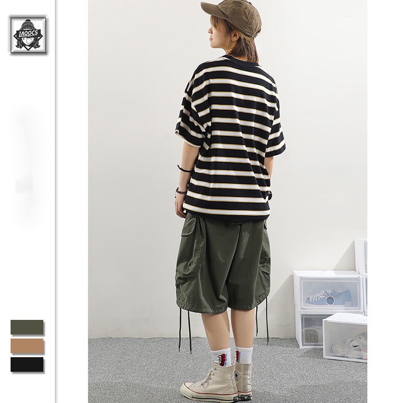 Quần Short Ống Rộng Có Túi Lớn Phong Cách Đường Phố Nhật Bản Thời Trang Mùa Hè Cho Nam Và Nữ