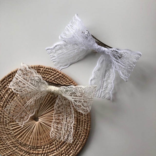 LITRA _ KẸP NƠ REN BE & TRẮNG