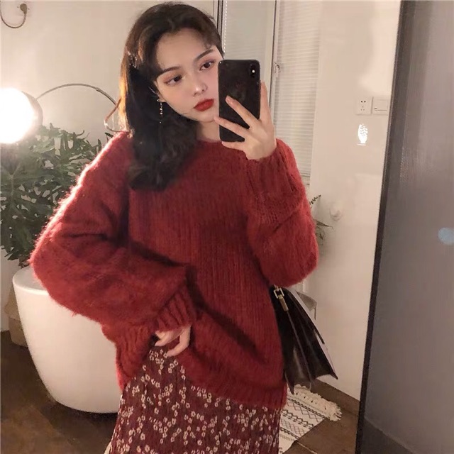 Combo váy hoa nhí dài mix áo len