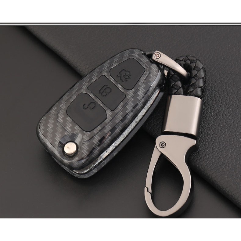 Ốp chìa khóa Carbon Ranger XLS, Focus, BT50- chìa gập kèm móc khóa